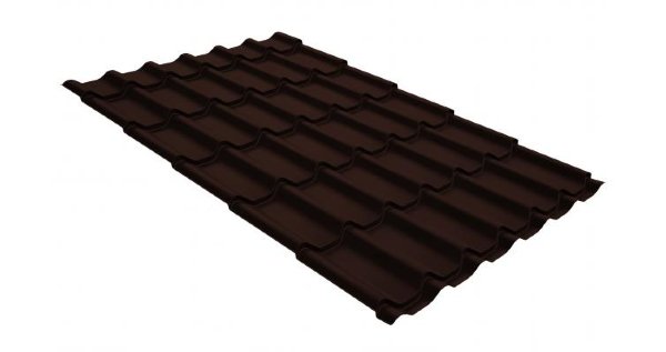 Металлочерепица классик GL 0,5 GreenCoat Pural Matt RR 887 шоколадно-коричневый (RAL 8017 шоколад) купить в Березниках