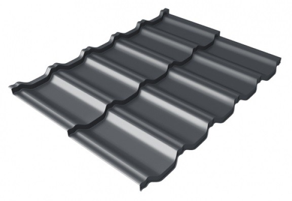 Металлочерепица модульная Квинта Uno Grand Line c 3D резом 0,5 Satin Мatt RAL 7024 мокрый асфальт купить в Березниках