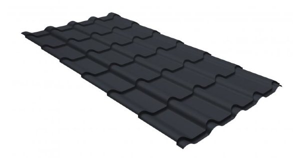 Металлочерепица камея GL 0,5 GreenCoat Pural matt RR 23 темно-серый (RAL 7024 мокрый асфальт) купить в Березниках