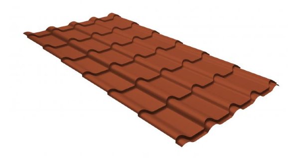 Металлочерепица камея GL 0,5 GreenCoat Pural RR 750 кирпично-красный (RAL 8004 терракота) купить в Березниках