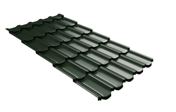 Металлочерепица квинта плюс с 3D резом 0,5 GreenСoat Pural Matt RR 11 темно-зеленый (RAL 6020 хромовая зелень) купить в Березниках
