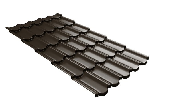 Металлочерепица квинта плюс с 3D резом 0,5 GreenСoat Pural Matt RR 32 темно-коричневый (RAL 8019 серо-коричневый) купить в Березниках