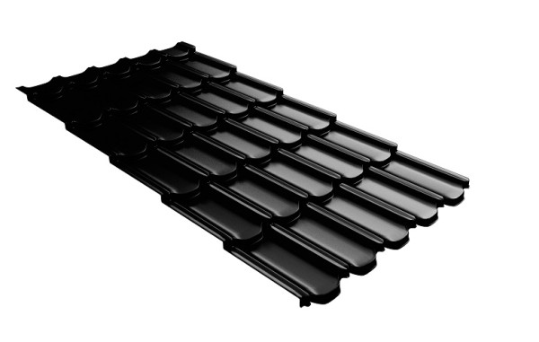 Металлочерепица квинта плюс с 3D резом 0,5 GreenСoat Pural Matt RR 33 черный (RAL 9005 черный) купить в Березниках
