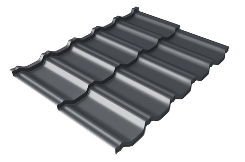 Металлочерепица модульная Квинта Uno Grand Line c 3D резом 0,45 PE RAL 7024 мокрый асфальт купить в Березниках