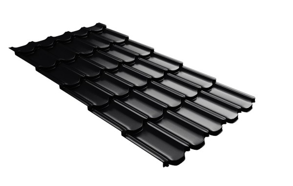 Металлочерепица квинта плюс с 3D резом 0,5 Quarzit lite RAL 9005 черный купить в Березниках