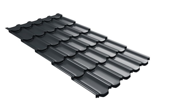Металлочерепица квинта плюс с 3D резом 0,5 Satin RAL 7016 антрацитово-серый купить в Березниках