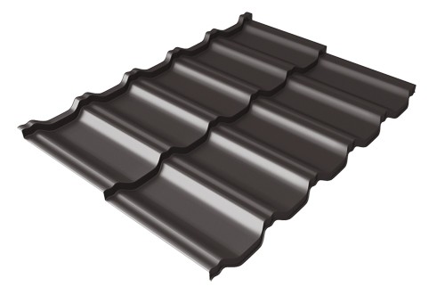 Металлочерепица модульная Квинта Uno Grand Line c 3D резом 0,5 Satin RR 32 темно-коричневый купить в Березниках