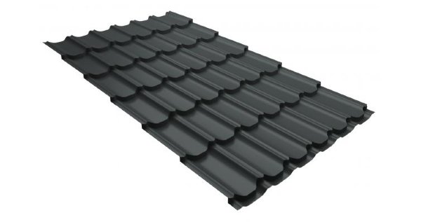 Металлочерепица квинта плюс 0,5 GreenCoat Pural RR 23 темно-серый (RAL 7024 мокрый асфальт) купить в Березниках