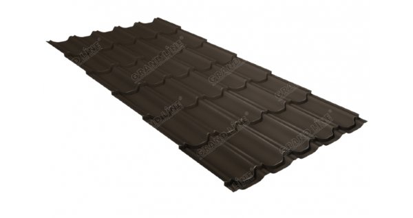 Металлочерепица квинта плюс 0,5 GreenCoat Pural Matt RR 32 темно-коричневый (RAL 8019 серо-коричневый) купить в Березниках